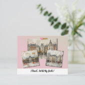 Ik reis... met mijn boeken! briefkaart (Staand voorkant)