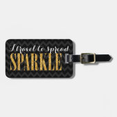 Ik reis naar Spread Sparkle Black Chevron Bagagelabel (Voorkant horizontaal)