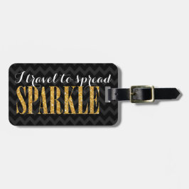 Ik reis naar Spread Sparkle Black Chevron Bagagelabel