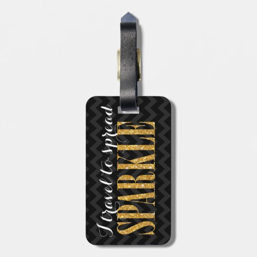 Ik reis naar Spread Sparkle Black Chevron Bagagelabel (Achterkant verticaal)