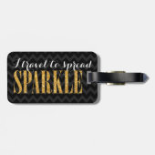 Ik reis naar Spread Sparkle Black Chevron Bagagelabel (Achterkant horizontaal)