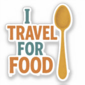 Ik reis voor eten -  lepelavontuur sticker (Voorkant)