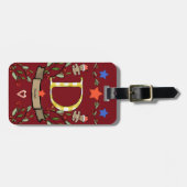 Ik reis voor kerstmonogram "D" met naam Bagagelabel (Voorkant horizontaal)