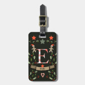 Ik reis voor kerstmonogram "E" met naam Bagagelabel (Voorkant verticaal)