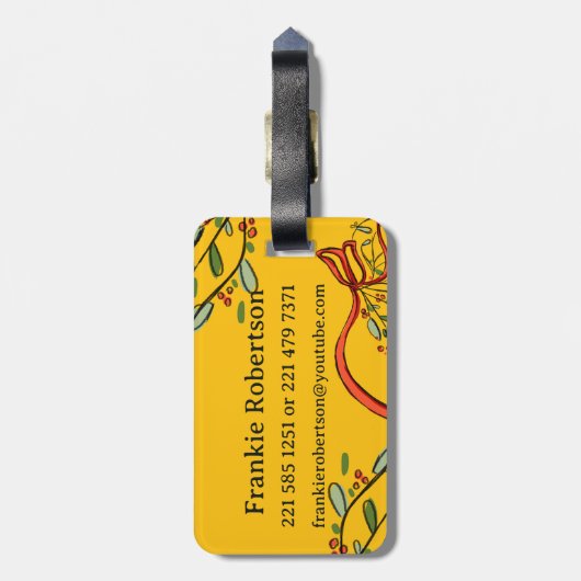 Ik reis voor kerstmonogram "F" met naam Bagagelabel (Achterkant verticaal)