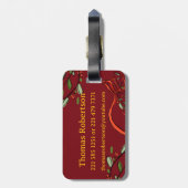 Ik reis voor kerstmonogram "T" met naam Bagagelabel (Achterkant verticaal)