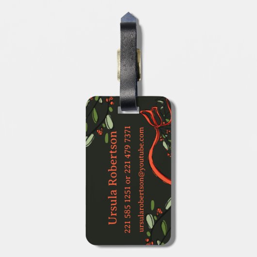 Ik reis voor kerstmonogram "U" met naam Bagagelabel (Achterkant verticaal)