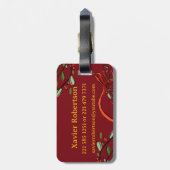 Ik reis voor kerstmonogram "X" met naam Bagagelabel (Achterkant verticaal)