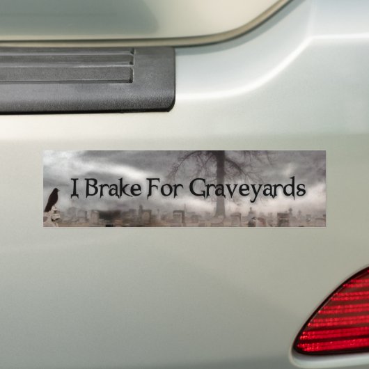 Ik rem voor begraafplaatsen bumpersticker (Op auto)