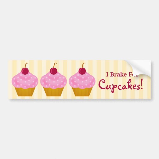 Ik Rem Voor Cupcakes Mega Kawaii Bumpersticker (Voorkant)