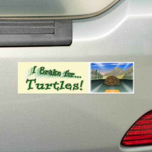 Ik rem voor de schildpadden! bumpersticker (Op auto)