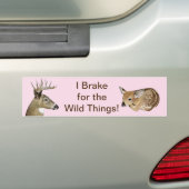 Ik rem voor de wilde dingen! Hert Bumpersticker (Op auto)