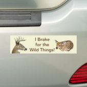 Ik rem voor de wilde dingen! Hert Bumpersticker (Op auto)