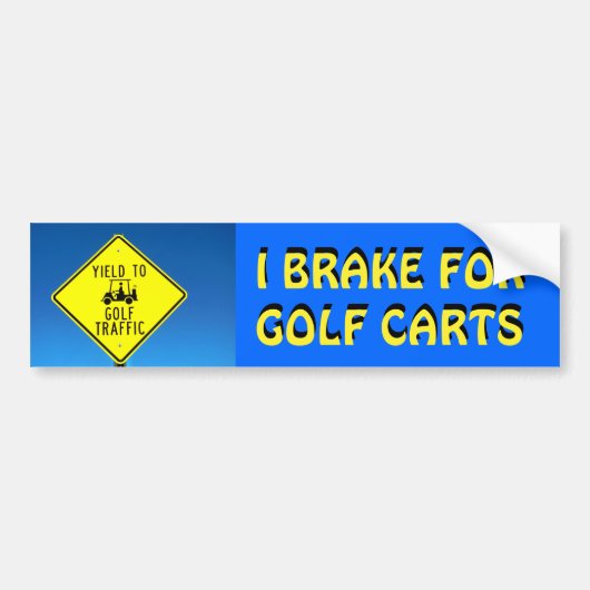 Ik rem voor golfkarren geel lettertype bumpersticker (Voorkant)