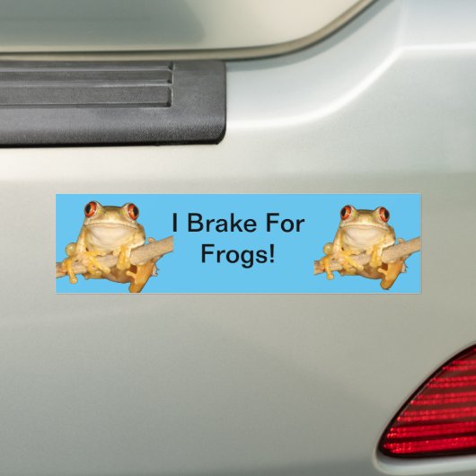 Ik rem voor kikkers! bumpersticker (Op auto)