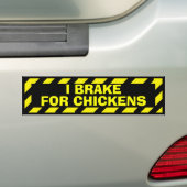 Ik rem voor kippen grappig geel waarschuwing stick bumpersticker (Op auto)