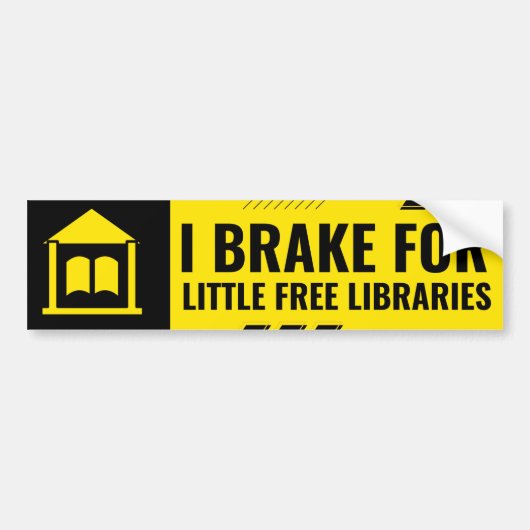 Ik rem voor kleine vrije bibliotheken bumpersticker (Voorkant)
