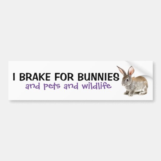Ik rem voor konijntjes Bumpersticker (Voorkant)