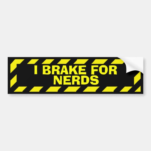 Ik rem voor nerds geel waarschuwing sticker (Voorkant)