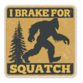 Ik Rem Voor Squatch Retro Bigfoot Grappig Geel Sticker (Voorkant)