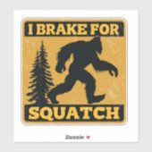Ik Rem Voor Squatch Retro Bigfoot Grappig Geel Sticker (Vel)