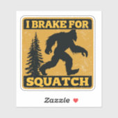 Ik Rem Voor Squatch Retro Bigfoot Grappig Geel Sticker (Vel)
