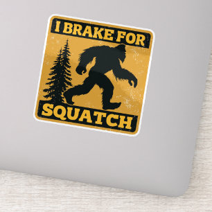 Ik Rem Voor Squatch Retro Bigfoot Zwart en Geel Sticker