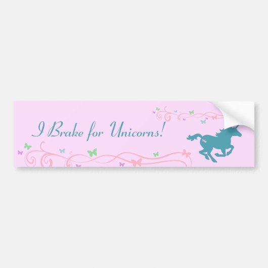Ik rem voor Unicorns. Bumpersticker (Voorkant)