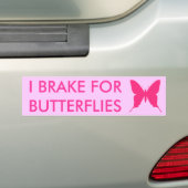 Ik Rem voor Vlinders Roze Bumpersticker (Op auto)