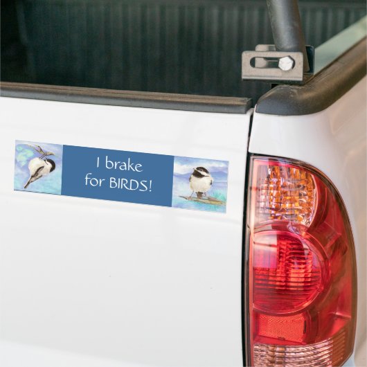 Ik rem voor Vogels - Vogels Bumpersticker (Op Truck)