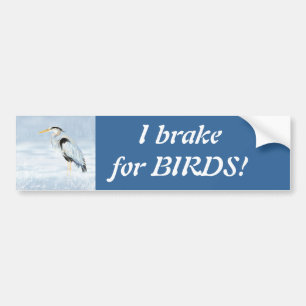 Ik rem voor vogels - Vogels met Great Blue Heron Bumpersticker