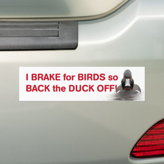 Ik rem voor vogels zo achterin de eend uit bumpersticker (Op auto)