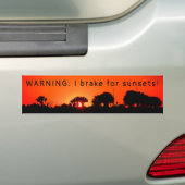Ik rem voor zonsondergang bumpersticker (Op auto)