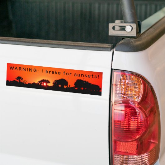Ik rem voor zonsondergang bumpersticker (Op Truck)