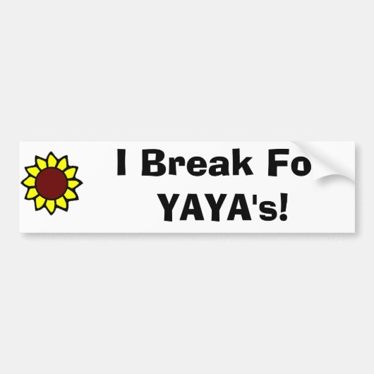 Ik remt voor YaYa's! Bumpersticker (Voorkant)