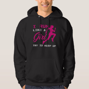 Ik ren als een meisje die Marathonatleet probeert Hoodie
