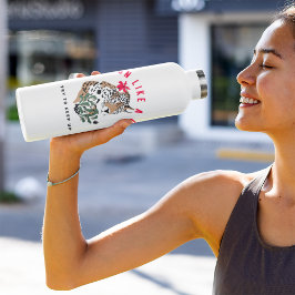 Ik ren als een meisje Motivatie Red Leopard Graphi Waterfles
