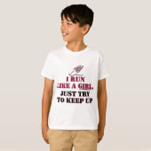 Ik ren als een meisje (rood) t-shirt (Voorkant volledig)