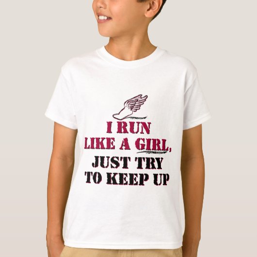 Ik ren als een meisje (rood) t-shirt (Voorkant)