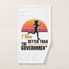 Ik ren beter dan de regering Grappige hardloper Handdoek
