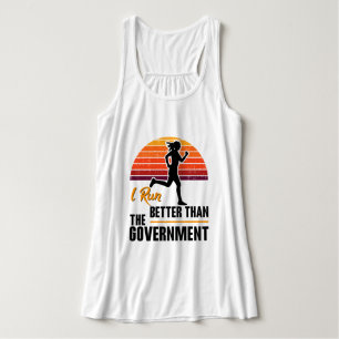 Ik ren beter dan de regering Grappige hardloper Tanktop