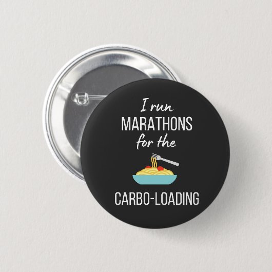 Ik ren marathons voor de Carbo Loading Ronde Button 5,7 Cm (Voorkant /achterkant)