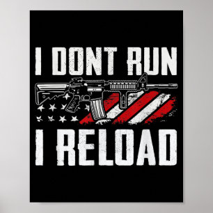 Ik Ren Niet Ik Herlaad Usa Vlag Pro Geweren Grappi Poster
