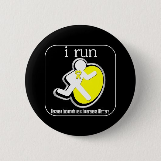 Ik ren omdat endometriose belangrijk is ronde button 5,7 cm (Voorkant)