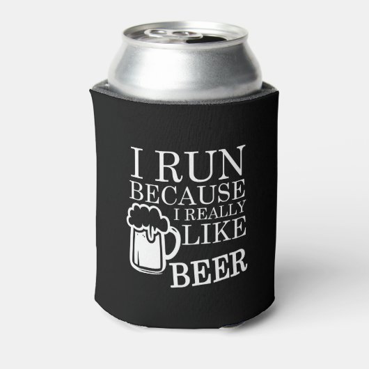 Ik ren omdat ik Beer heel leuk vind Blikjeskoeler (Blikje Achterkant)