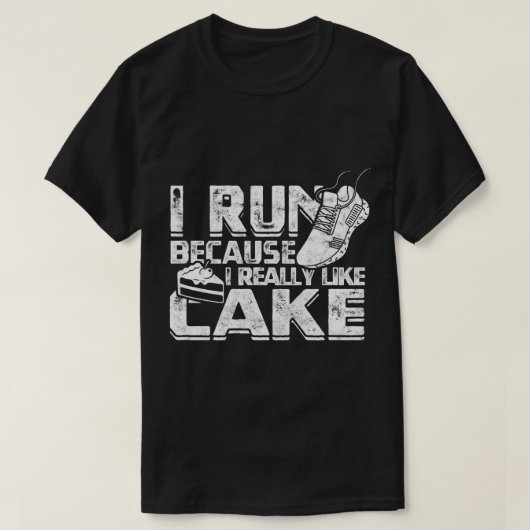 Ik ren omdat ik echt van cake Jogging hou T-shirt (Design voorkant)