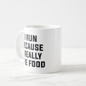 Ik ren omdat ik echt van eten hou koffiemok (Voorkant links)