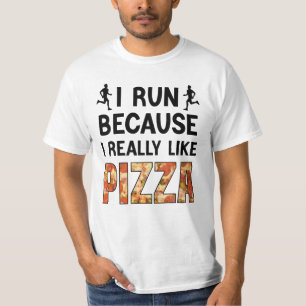 Ik ren omdat ik echt van Pizza hou, grappig rennen T-shirt