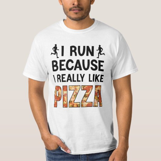 Ik ren omdat ik echt van Pizza hou, grappig rennen T-shirt (Voorkant)