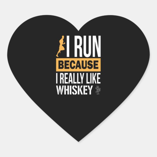 Ik ren omdat ik heel erg van Whiskey hou Hart Sticker (Voorkant)